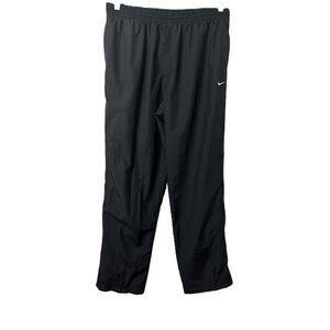Nike Windbreaker Pants XL Black White Stripe Elastic Waist Logo Ankle Zip